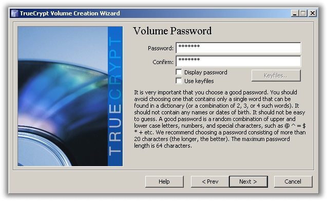 TrueCrypt Set Password